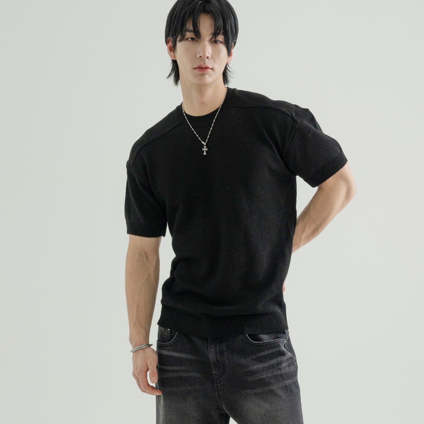 Linen short-sleeved knit
