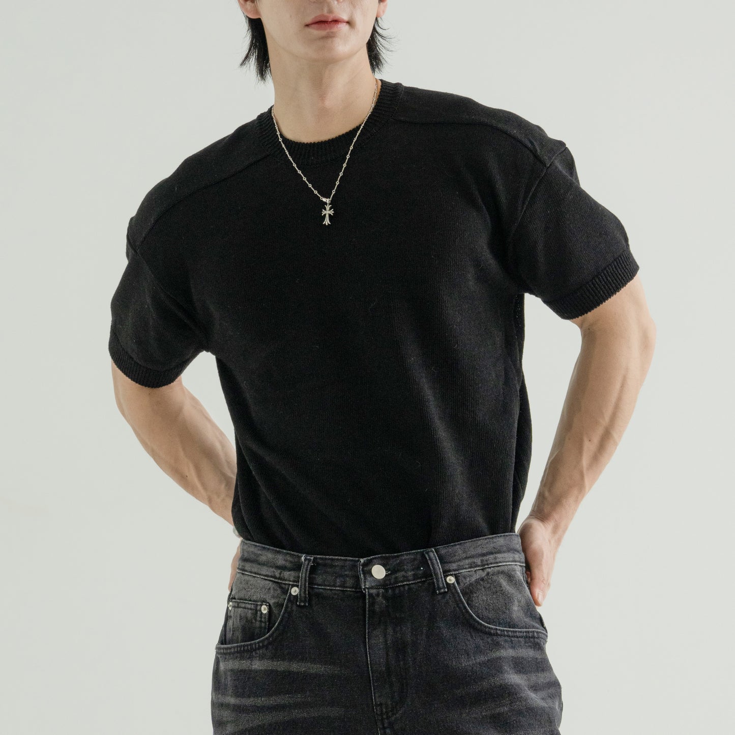Linen short-sleeved knit