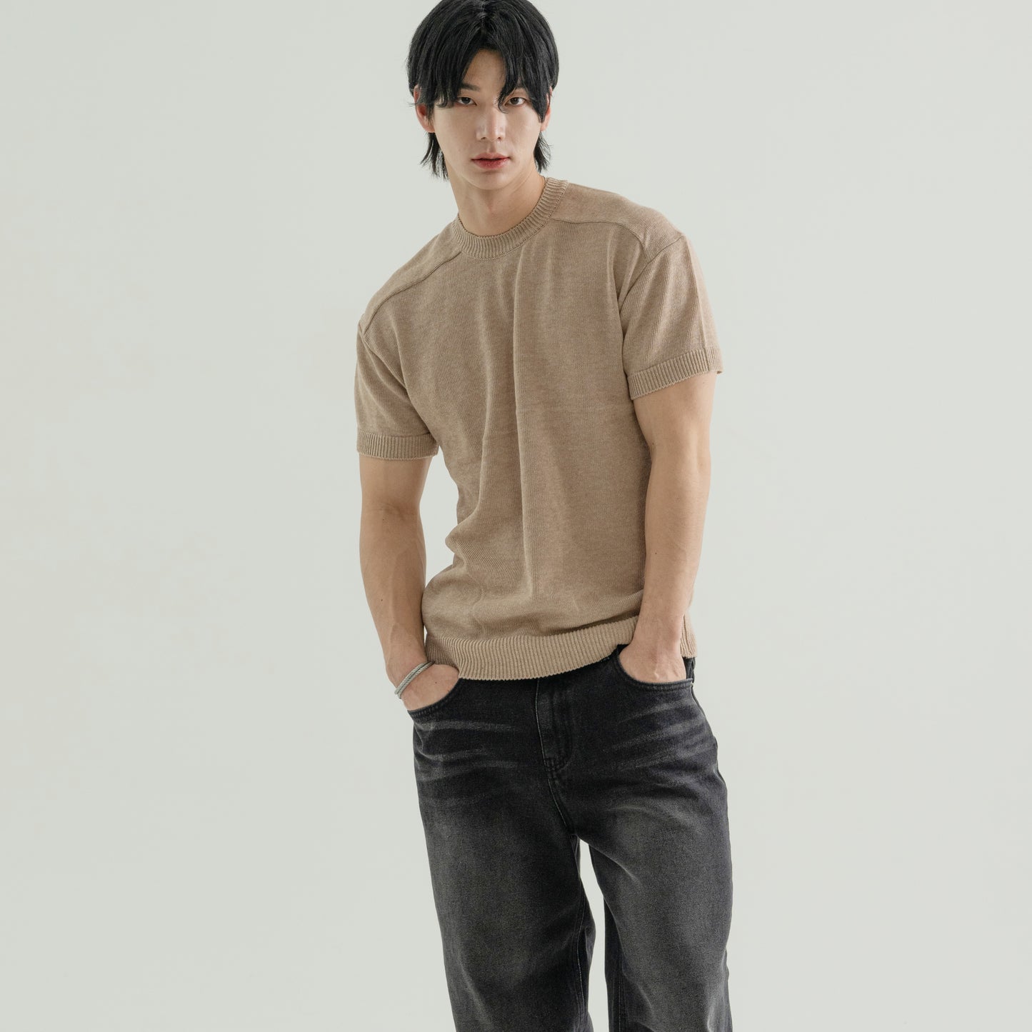 Linen short-sleeved knit